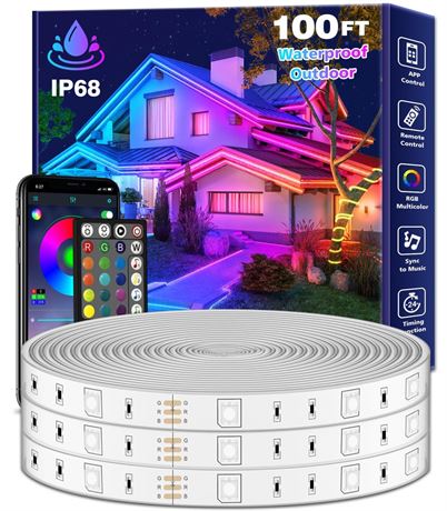 OFFSITE 100Ft Outdoor LED Strip Lights Waterproof,Music Sync RGB IP65 Outside