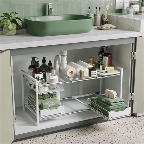NETEL Under Sink Organizers and Storage,Kitchen Cabinet Organizer,2 Tier Under