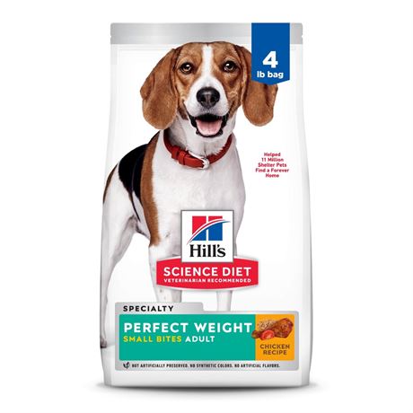 Hill's Science Diet Perfect Weight Small Bites Chicken Dry Dog Food, 4lb Bag