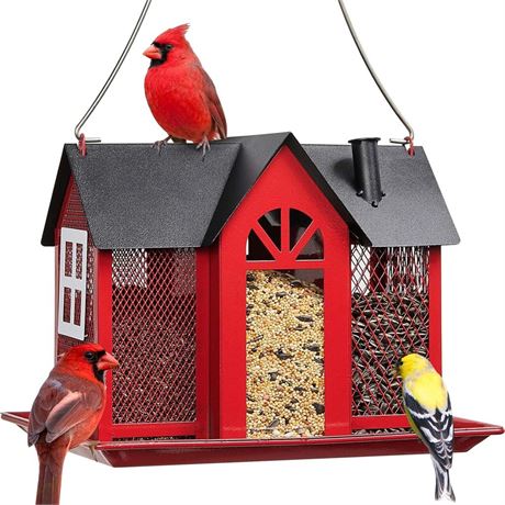 Kingsyard Bird Feeder House for Outside, Metal Mesh Wild Bird Feeder with