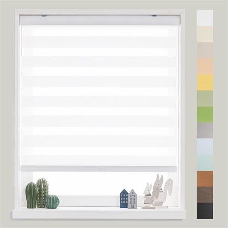 FOIRESOFT Standard Custom Zebra Horizontal Blind [Basic, White, W 36 in X H 48