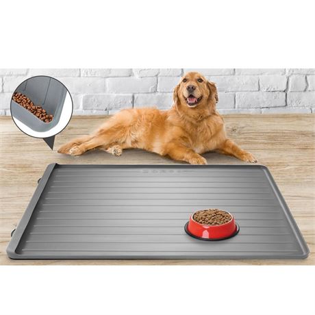 Dog Mat for Food and Water - 39.4" x 27" Large Pet Feeding Mats with Residue
