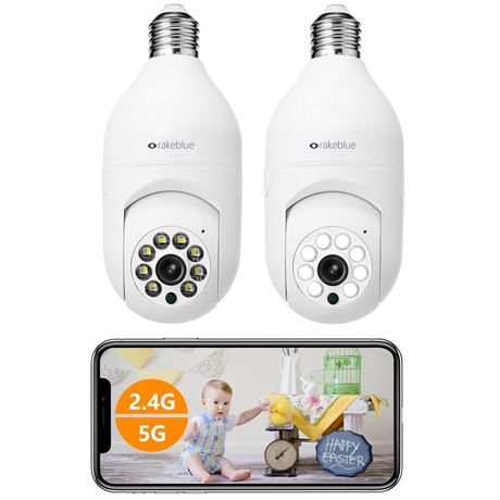 Bulb Security Camera Wireless 2 Pack,Free Cloud Storage 1080P with 2.4G /5G