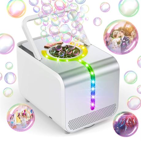 Bubble Machine, Durable Automatic Bubble Blower with LED Lights - Over 20,000