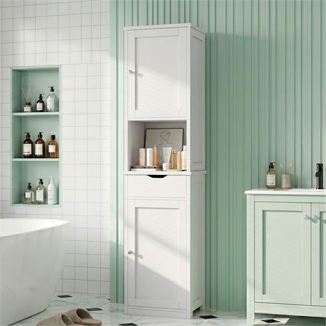 Vongrasig Tall Bathroom Storage Cabinet, 64”H Narrow Storage Unit for Small
