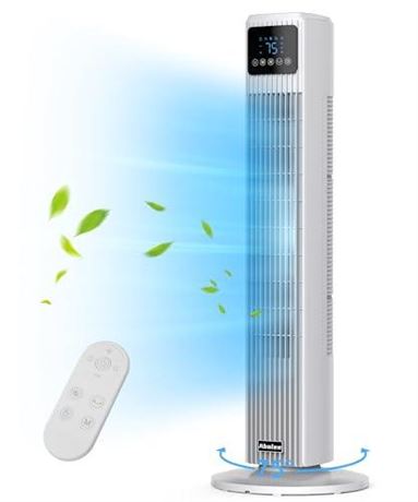 Tower Fan for Bedroom, Quiet Floor Fan with Remote, 90° Oscillating Fans with 4