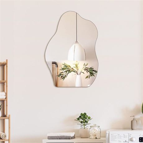 BOMINICA Irregular Wall Mirror Asymmetrical Mirror Frameless Mirror for