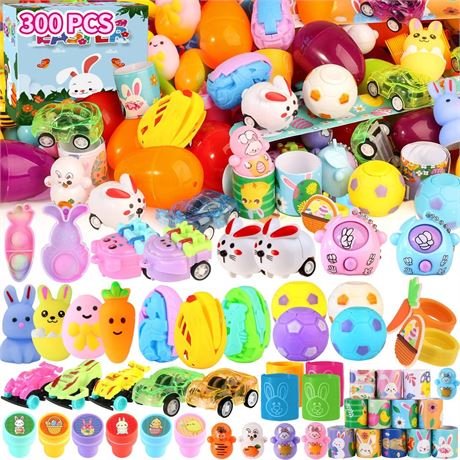 TOAPER 300PCS Prefilled Easter Eggs with Toys, Easter Basket Stuffers, Easter