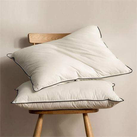 BPC Feather Down Pillow Set of 2, Queen Size Medium Bed Pillow Inserts,