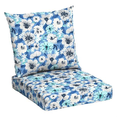 Mainstays 45" L x 22.75" W Blue Floral Rectangle Outdoor 2 Piece Deep Seat