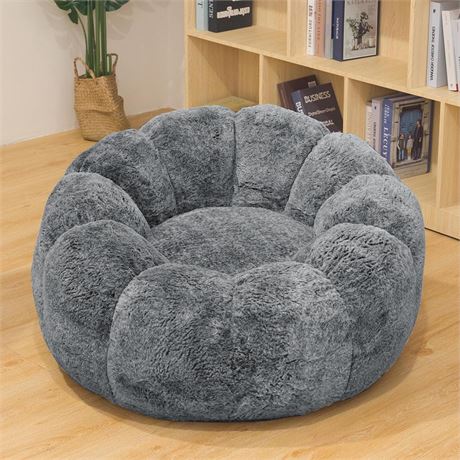 Bean Bag Chair with Filler, Faux Fur Bean Bag Chairs for Adults with Low Back