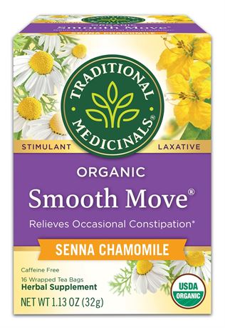 Traditional Medicinals, Organic Smooth Move Tea Bags, Chamomile, 16 Ct