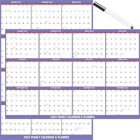 48" x 32" 2024 Wall Calendar - 2024 Wall Calendar 12 Month, Wall Calendar Dry
