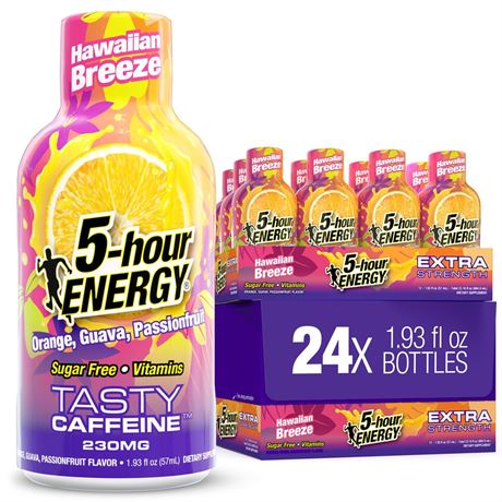 5-hour ENERGY Hawaiian Breeze Flavor, 24 Count, 1.93 Fl Oz Energy Shot, Extra