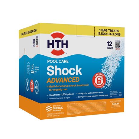 HTH Pool Care Shock Advanced — Granules, 12 Pack (1 lb each) — Pool Shock