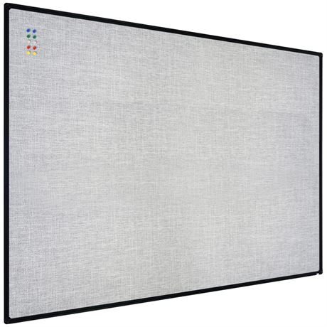 JILoffice Cork Linen Bulletin Board 48 X 36 Inch (Grey), Black Aluminum Frame