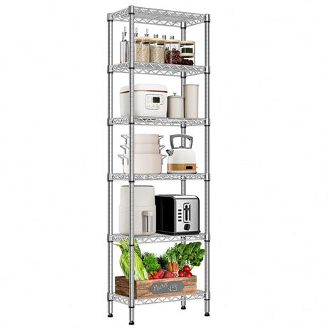 MZG 6 Tier Storage Rack Metal Wire Shelving Unit, Storage Standing Household