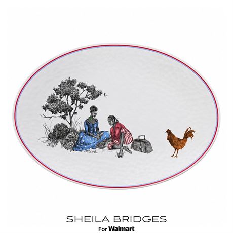 SHEILA BRIDGES FOR W Sheila Bridges Harlem Toile Picnic Melamine 14.4" x 20.4"