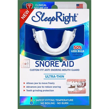 SleepRight Snore Aid – Mouthguard, FDA-Approved for Snoring, Includes Top &