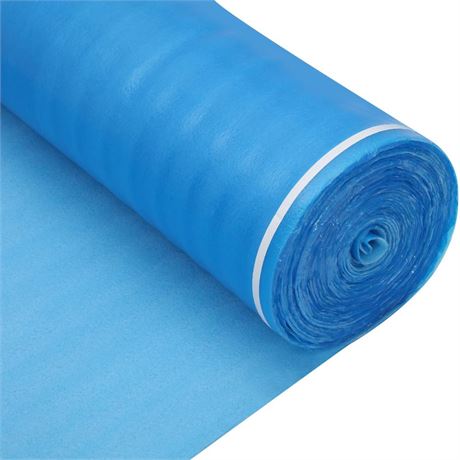 Blue Flooring Underlayment, 3in1 Foam Padding,with Vapor Barrier & Tape, Ideal