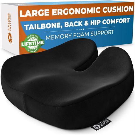 5 STARS UNITED Seat Cushion - Memory Foam Chair Cushion for Tailbone Pain