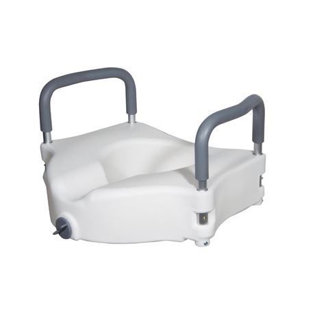Drive Medical Elevated Raised Toilet Seat with Removable Padded Arms, Fits Most