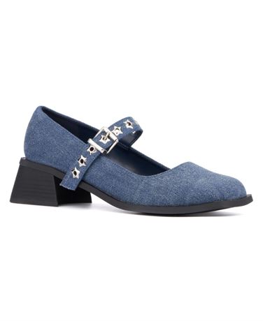 Olivia Miller Asteroid Women's Star Accented Maryjane Block Heels,
