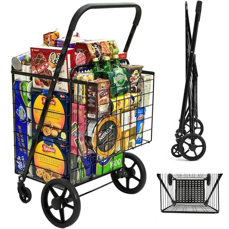 Grocery Shopping Cart 396 LBS Super Capacity Extra Folding Utility Cart with