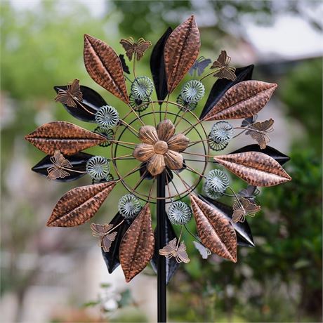 Outdoor Metal Wind Spinners, Wind Sculptures & Spinners with Stake, Kinetic