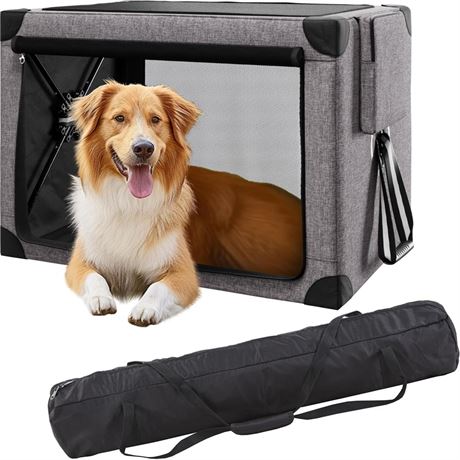 Travel Dog Crate - 37 Inch Collapsible Portable Dog Crate for Large Dogs,