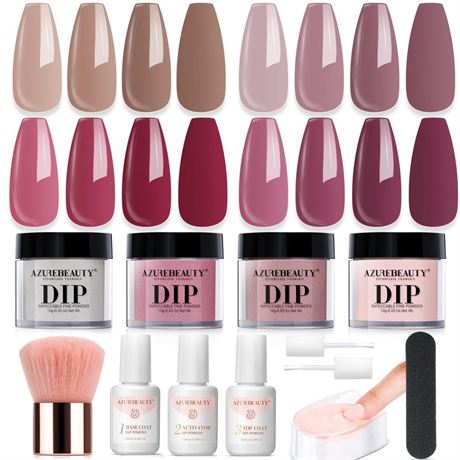 Dip Nails Powder Starter Kit, AZUREBEAUTY 4 Colors Intellectual lady Brown