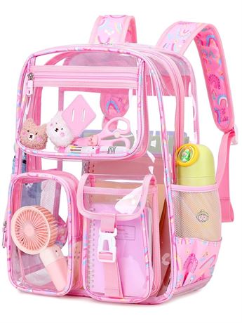 Sanmadrola Large Clear Backpack Heavy Duty Stadium Approved See Through