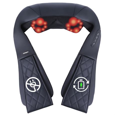 Rechargeable Neck Massager with Heat Shiatsu Back and Neck Massager Cordless