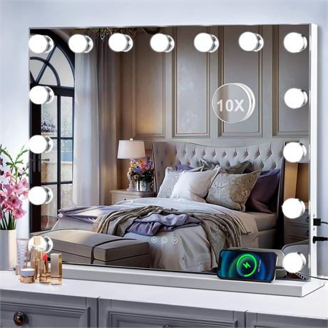 Hollywood Vanity Mirror with Lights, 15 Bulbs 23 x18 Inch Makeup Mirror with