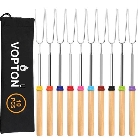 10 Pcs Marshmallow Roasting Sticks for Fire Pit Long 32Inch, Smores Sticks