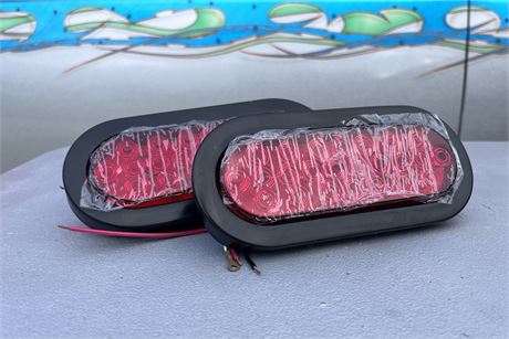 PPI 6in Red LED Trailer Universal Brake Lights Oval Assembly PAIR BRAND NEW