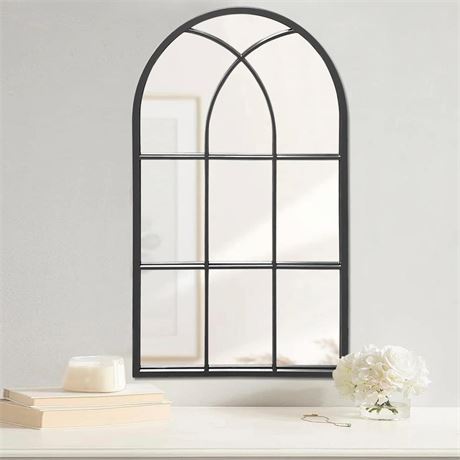 Arched Wall Mounted Mirror, Black Wall Mirror, Arched-Top Bathroom Mirror,