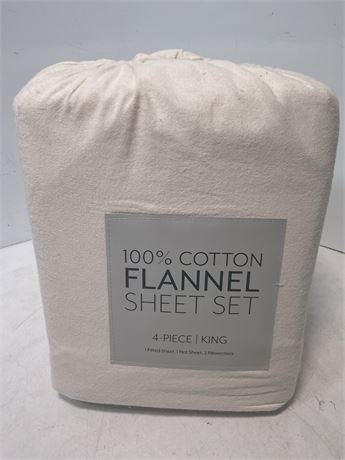 FLANNEL 100% cotton 4-piece king size , 1 fitted , 1 flat and 2 pillow cases