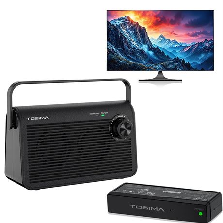 Tosima Wireless TV Speaker with 1000mAh Rechargeable Battery, 2.4G RF