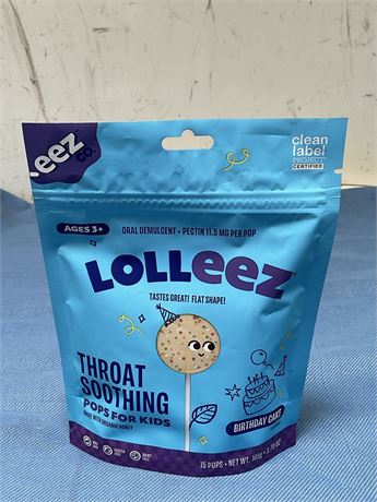 Lolleez by EEZ Co. Organic Throat Soothing Pops - Birthday Cake - 15ct