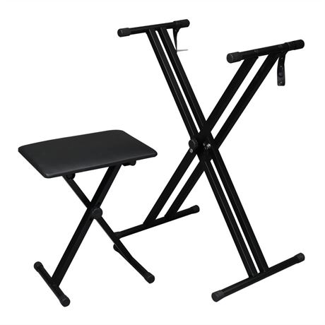 Ktaxon Double X Keyboard Stand and Bench Set, Adjustable Height Digital Piano