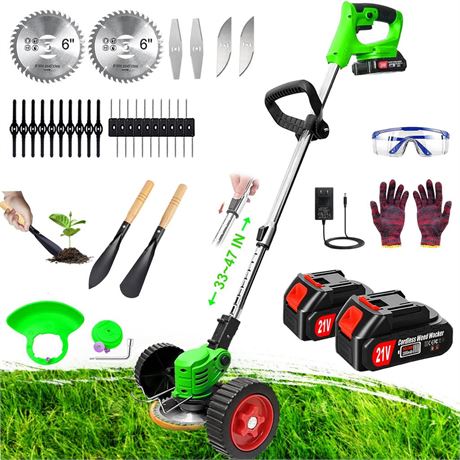 Cordless Weed Wacker, 24V String Trimmer Edger Lawn Tool with 3 Types Blades,