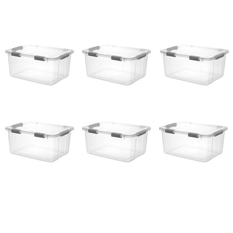 Sterilite 60 Quart HingeLID Clear Storage Bin with Latch Lid and Comfort Grip,