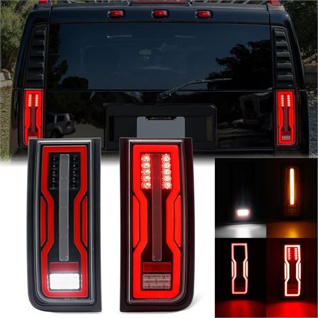 Multifunction LED Tail lights Compatible with H2 2003-2009, 5 IN 1 Fog