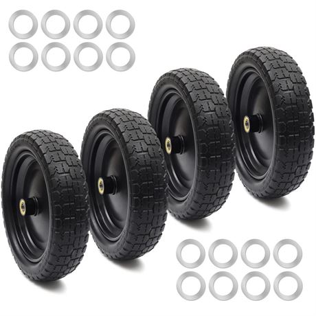 AR-PRO (4-Pack) 13" Flat Free Tire and Wheel - with 5/8" Axle Bore Hole, 2.17"