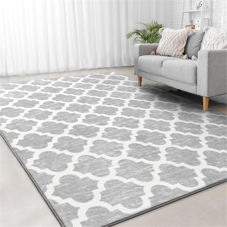 Jelymark Shag Moroccan Area Rug for Living Room, 5x8 Feet Modern Geometric