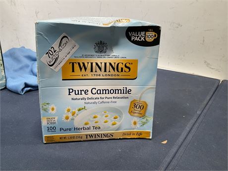Twinings Pure Camomile Herbal Tea Individually Wrapped Bags, 100 Count (Pack of