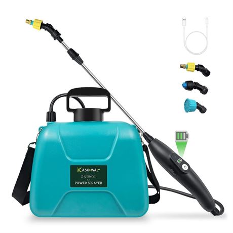 2 Gallon Electric Garden Sprayer, Battery Powered Sprayer with 3 Mist Nozzles,