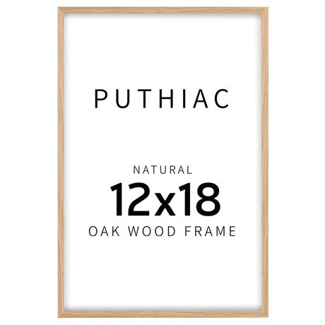 puthiac 12x18 Oak Wood Picture Frame - Minimalist 12x18 Poster Frame, 12"x18"