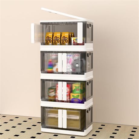 34Quart Storage Bins with Lids and Wheels, Stackable & Collapsible Closet